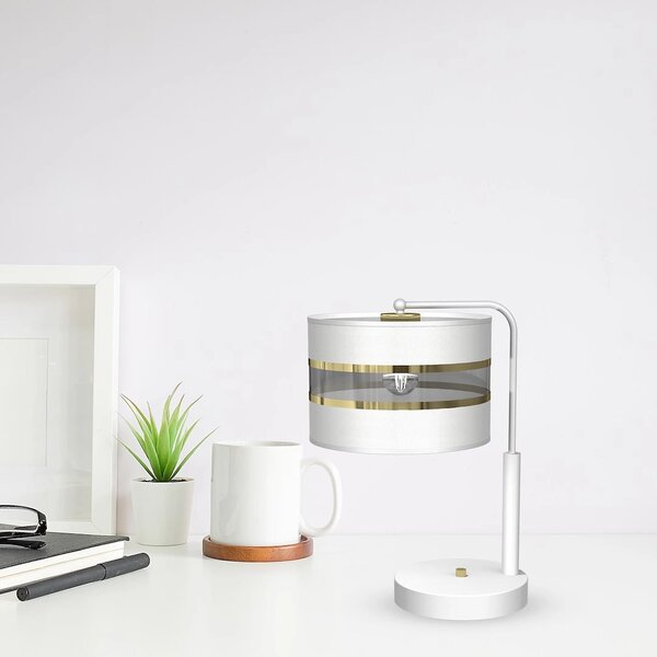 Stolní lampa Ultimo, 1x bílé/zlaté textilní stínítko, w