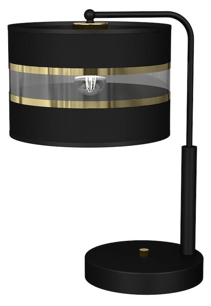 Stolní lampa Ultimo, 1x černé/zlaté textilní stínítko, b