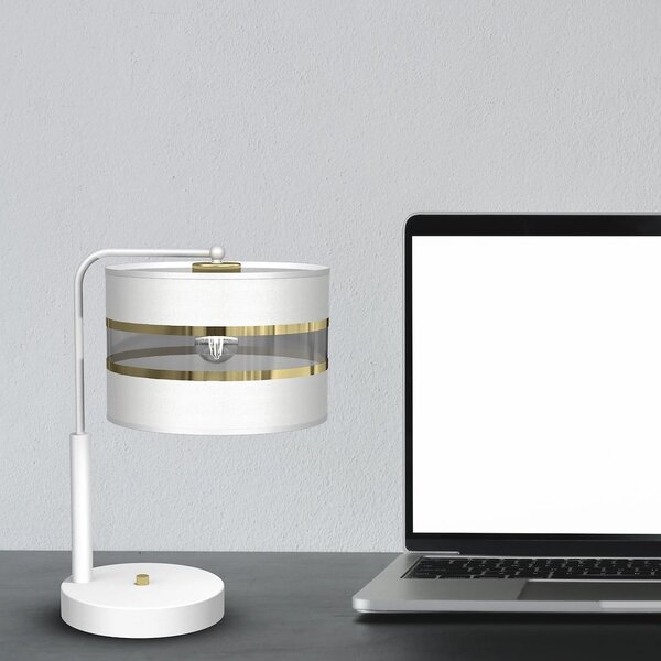 Stolní lampa Ultimo, 1x bílé/zlaté textilní stínítko, w