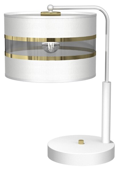 Stolní lampa Ultimo, 1x bílé/zlaté textilní stínítko, w