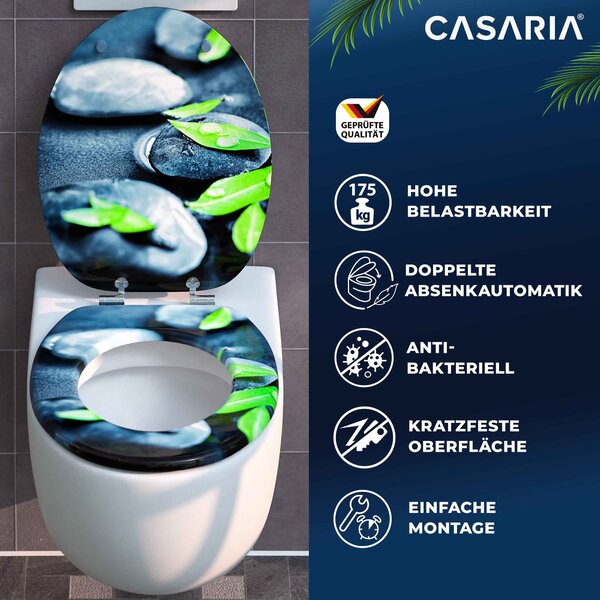 Casaria WC sedátko s automatickým spouštěním motiv kámen a listí 108587