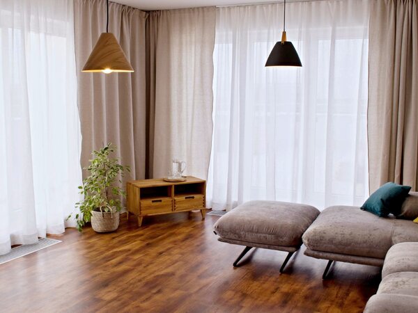 Snový svět Lněná záclona polobělená s řasením š.250 cm - 50% len Rozměr: 250 x 250 cm
