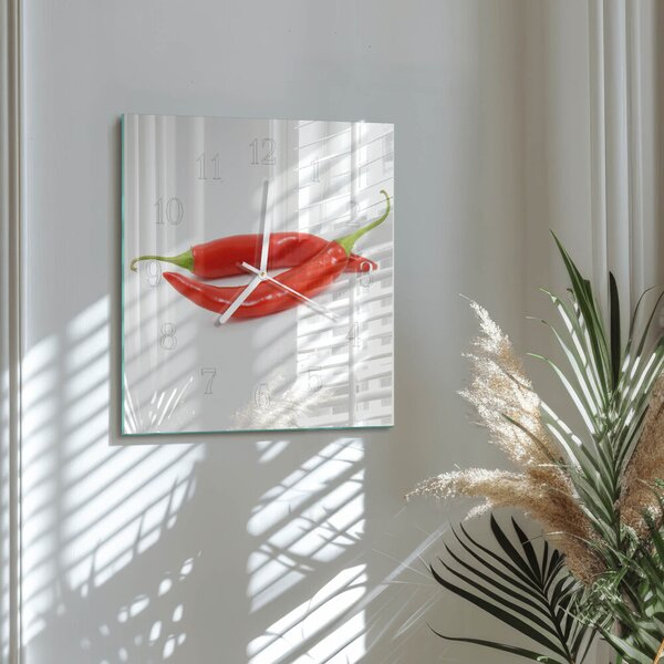 Skleněné hodiny Chilli paprička zskb-30x30-00085582