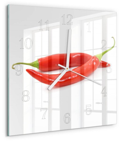 Skleněné hodiny Chilli paprička zskb-30x30-00085582