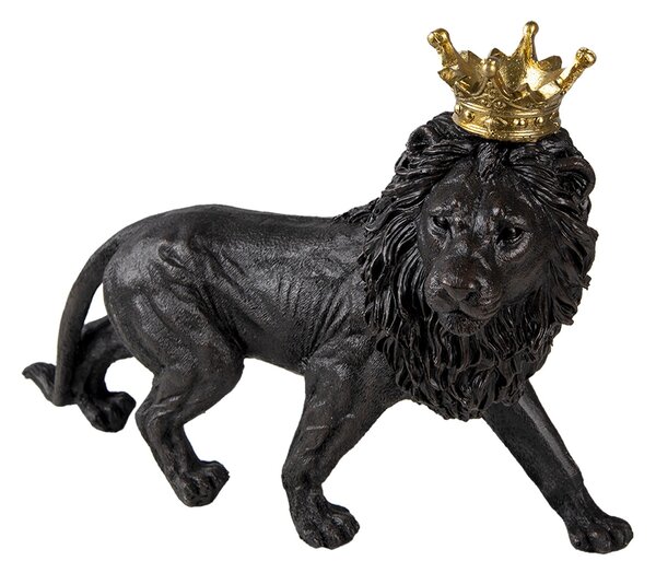 Dekorativní soška černého lva se zlatou korunkou - 25*9*17 cm