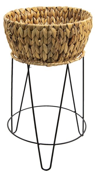 Stojan na květiny s květináčem z vodního hyacintu - Ø 28*53 cm - Clayre & Eef
