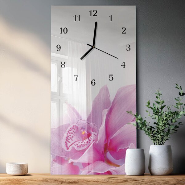 Skleněné hodiny vertikální Orchidej zsppc-30x60-00171138