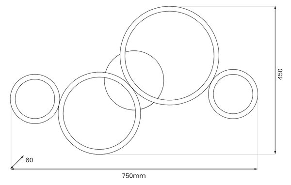 Stropní LED svítidlo Universe, 4x LED 30w, 4000k, b