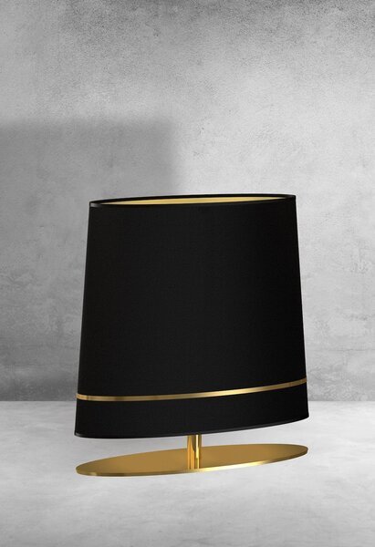 Stolní lampa Bootes, 1x černé/zlaté textilní stínítko, g