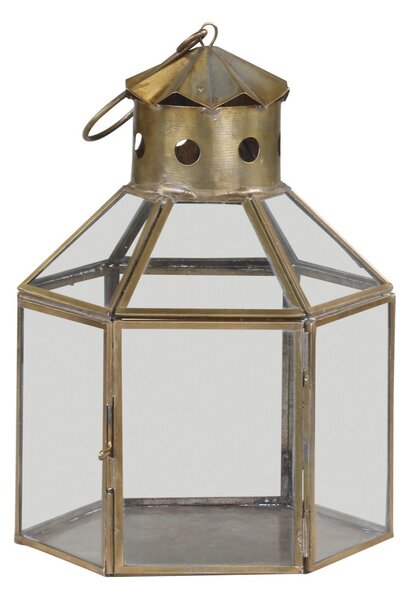 Bronzová antik kovová lucerna Churche - 16*14*22cm - Chic Antique