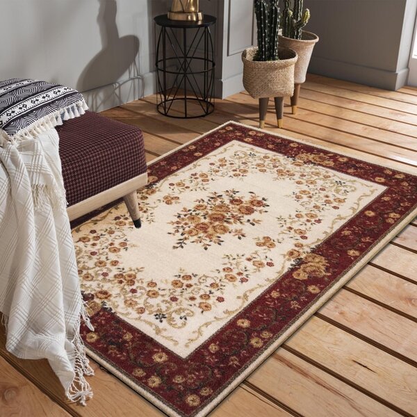 Červený květinový koberec ve vintage stylu do obývacího pokoje Šířka: 120 cm | Délka: 170 cm