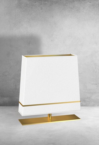 Stolní lampa Volans, 1x bílé/zlaté textilní stínítko, g