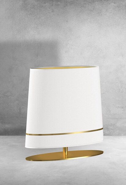 Stolní lampa Bootes, 1x bílé/zlaté textilní stínítko, g