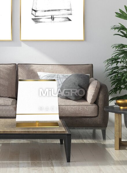 Stolní lampa Volans, 1x bílé/zlaté textilní stínítko, g
