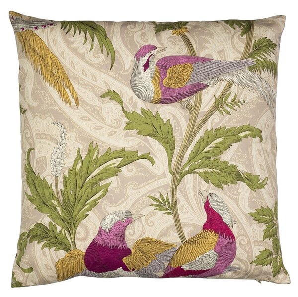 Béžový čtvercový polštář s ptáčky Paisley bird white - 45*45*10cm - Mars & More