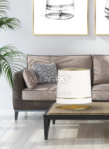 Stolní lampa Bootes, 1x bílé/zlaté textilní stínítko, g