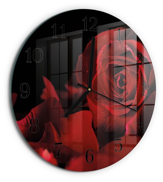 Skleněné nástěnné hodiny Růže zsoc-fi30-00178223