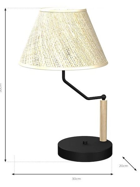 Stolní lampa Etna, 1x slonovinové lněné stínítko, b/dřevo