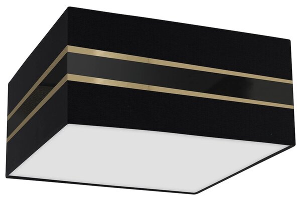 Stropní svítidlo Ultimo Square, 1x černé/zlaté textilní stínítko, (bílé plexisklo), (40 cm)