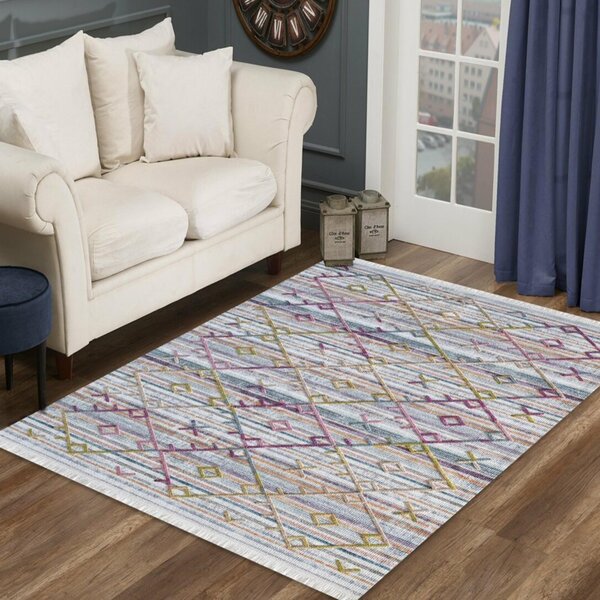 Krémový koberec s barevným vzorem ve skandinávském stylu Šířka: 80 cm | Délka: 150 cm