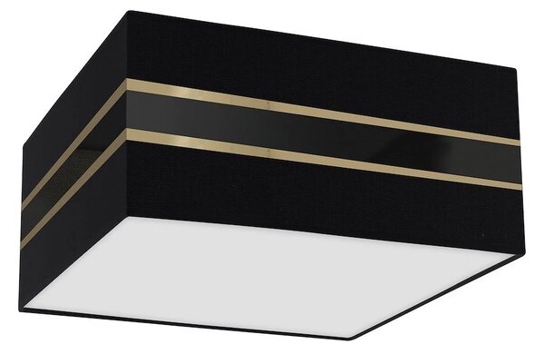 Stropní svítidlo Ultimo Square, 1x černé/zlaté textilní stínítko, (bílé plexisklo), (40 cm)