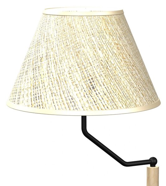 Stolní lampa Etna, 1x slonovinové lněné stínítko, b/dřevo