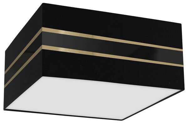 Stropní svítidlo Ultimo Square, 1x černé/zlaté textilní stínítko, (bílé plexisklo), (40 cm)