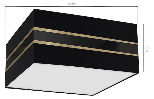 Stropní svítidlo Ultimo Square, 1x černé/zlaté textilní stínítko, (bílé plexisklo), (40 cm)