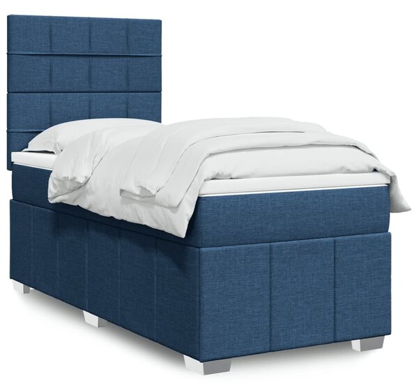 Box spring postel s matrací modrá 90x200 cm textil 3293857