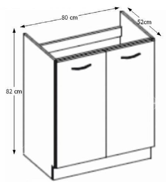 Dolní kuchyňská skříňka pod dřez Pleitton 80 ZL 2F BB