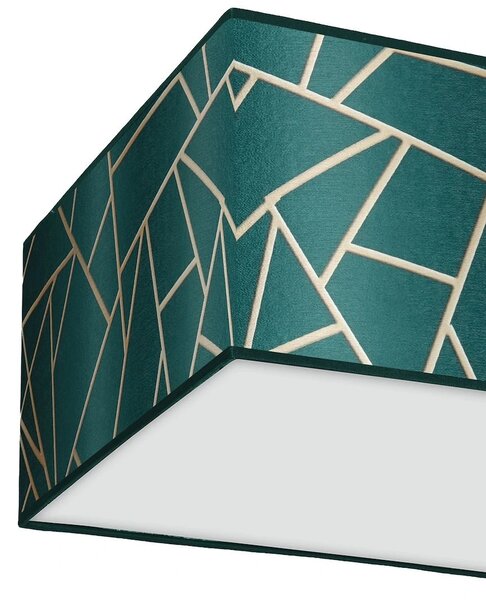 Stropní svítidlo Ziggy Square, 1x zelené/zlaté textilní stínítko, (bílé plexisklo), (40 cm)