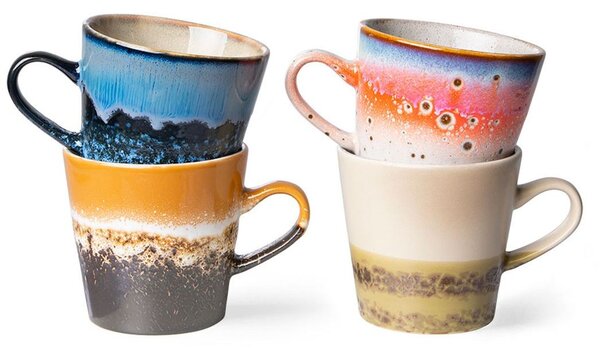 4ks barevný retro hrnek na Americano 70s pegasus - 11*8,5*8cm / 260ml - HKLIVING