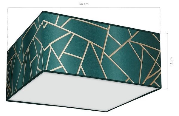 Stropní svítidlo Ziggy Square, 1x zelené/zlaté textilní stínítko, (bílé plexisklo), (40 cm)