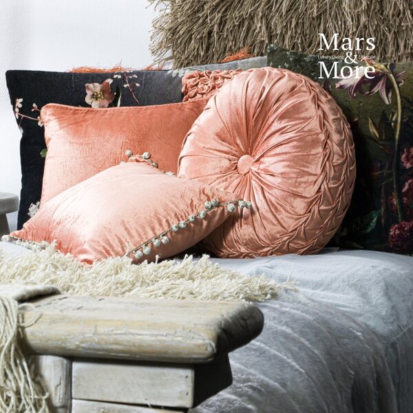 Růžový kulatý sametový polštář Rosa - Ø 40cm - Mars & More