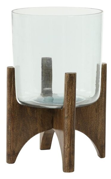 Skleněná váza/svícen na dřevěné noze Jace - Ø22*33 cm - Light & Living