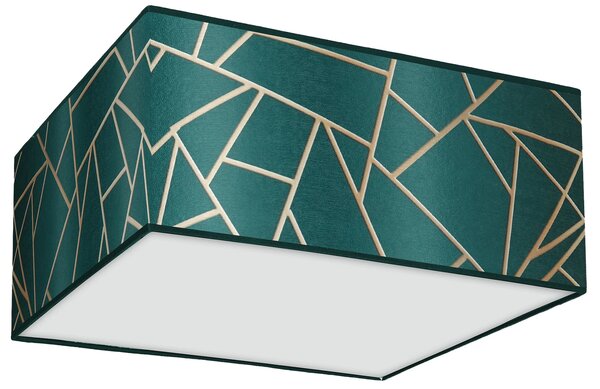Stropní svítidlo Ziggy Square, 1x zelené/zlaté textilní stínítko, (bílé plexisklo), (40 cm)