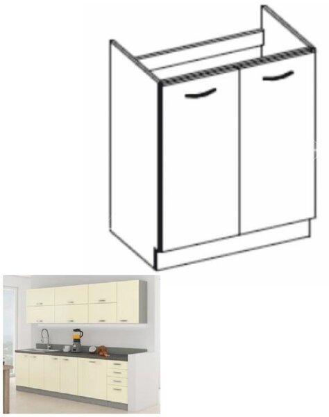 Dolní kuchyňská skříňka pod dřez Pleitton 80 ZL 2F BB