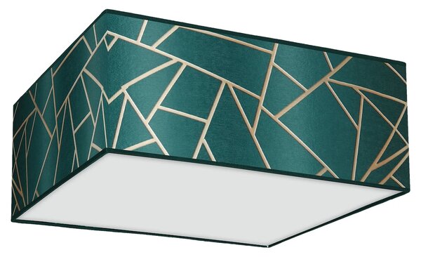 Stropní svítidlo Ziggy Square, 1x zelené/zlaté textilní stínítko, (bílé plexisklo), (50 cm)