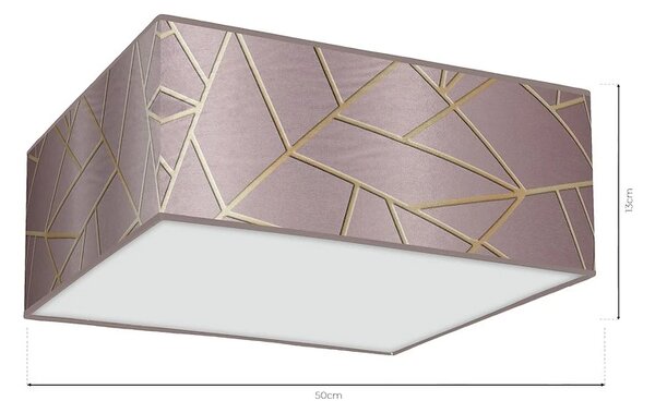 Stropní svítidlo Ziggy Square, 1x růžové/zlaté textilní stínítko, (bílé plexisklo), (50 cm)