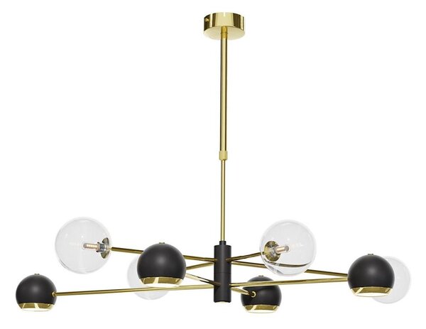 Jupiter 1973-Lustr na tyči MOKA 4xGU10/10W/230V + 4xG9/10W/230V zlatá/černá/čirá