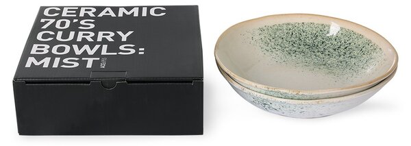 2ks mlhová zelená větší miska /talíř 70s mist - Ø 22*5cm - HKLIVING