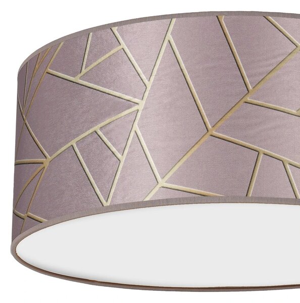 Stropní svítidlo Ziggy Round, 1x růžové/zlaté textilní stínítko, (bílé plexisklo), (fi 40 cm)