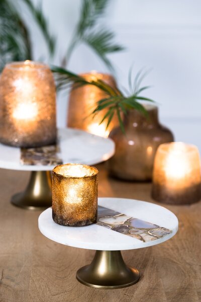 Mramorový podnos na bronzové noze Layo - Ø 25*11cm - Light & Living