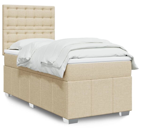 Box spring postel s matrací krémová 80 x 200 cm textil 3293814