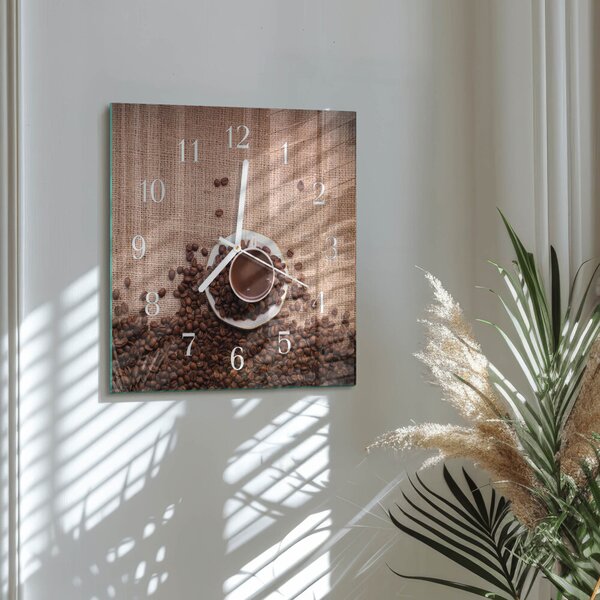 Skleněné hodiny Kávová zrna zskb-30x30-00087076