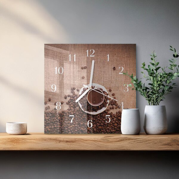Skleněné hodiny Kávová zrna zskb-30x30-00087076