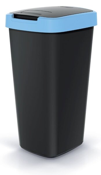 Odpadkový koš s barevným víkem, 25 l, modrá / černá