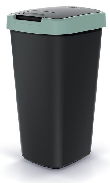 Odpadkový koš s barevným víkem, 25 l, zelená / černá