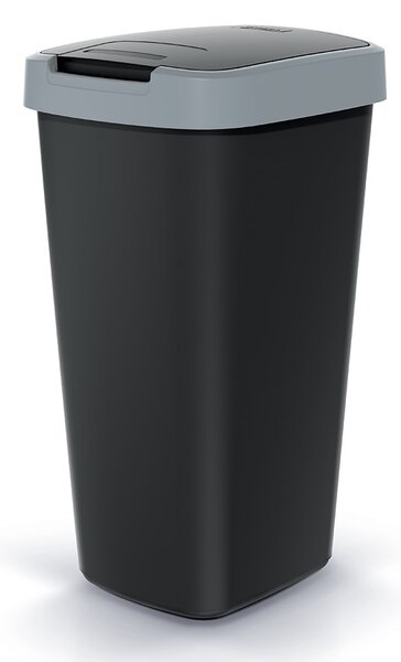Odpadkový koš s barevným víkem, 25 l, šedá / černá