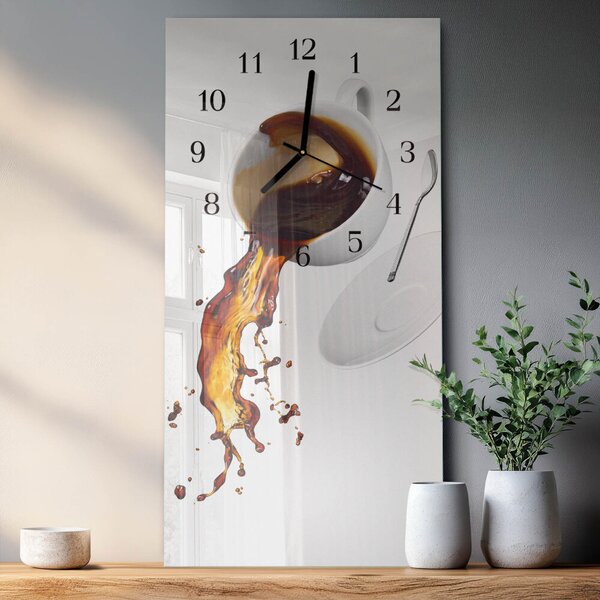 Skleněné hodiny vertikální Káva zsppc-30x60-00179447